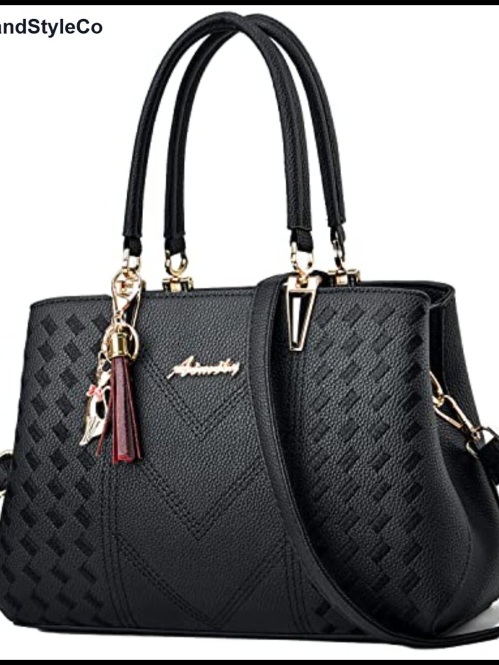 PU Leather Satchel Tote Handbag Shoulder Bag Crossbody with 7 Pockets